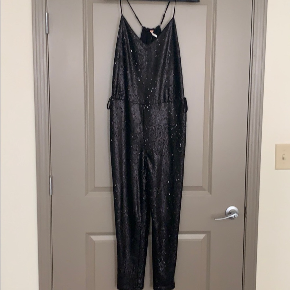NWT Free People Sequin Jumpsuit with Side ties